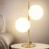 ZMH Lampe De Bureau Moderne 2 Flammes Avec Interrupteur Métal Verre Blanc E27