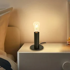 ZMH Lampe De Bureau Noir E27 Métal Avec Fiche Incl Interrupteur 40w Sans Ampoule