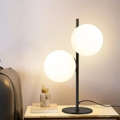 ZMH Lampe De Bureau Noir Vintage 2 Feux Design Moderne Verre E27