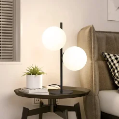 ZMH Lampe De Bureau Noir Vintage 2 Feux Design Moderne Verre E27