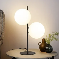 ZMH Lampe De Bureau Noir Vintage 2 Feux Design Moderne Verre E27