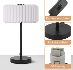 ZMH Lampe De Chevet Vintage Blanche Abat jour En Papier Pour Salon Ampoule Non Incluse