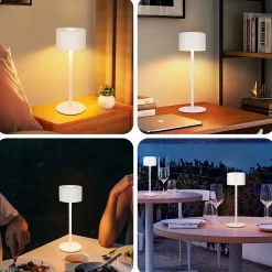 ZMH Lampe De Table LED Sans Fil Lampe Intensité Variable Avec 3 Températures De Couleur Réglable