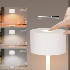 ZMH Lampe De Table LED Sans Fil Lampe Intensité Variable Avec 3 Températures De Couleur Réglable