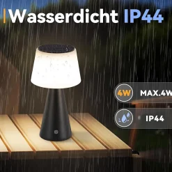 ZMH Lampe De Table LED Sans Fil à Batterie Solaire Chevet Tactile Moderne à Intensité Variable