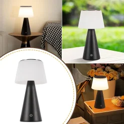ZMH Lampe De Table LED Sans Fil à Batterie Solaire Chevet Tactile Moderne à Intensité Variable