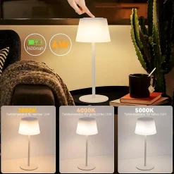ZMH Lampe De Table LED Tactile à Intensité Variable Table Moderne Avec Batterie