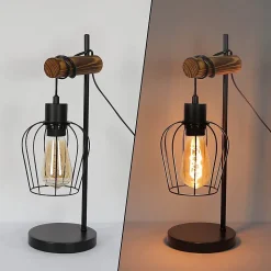 ZMH Lampe De Table Rétro Vintage E27 Bois Noire