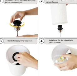 ZMH Lampe De Table Touch-dimmable Avec Fonction De Recharge USB Et Abat-jour En Tissu