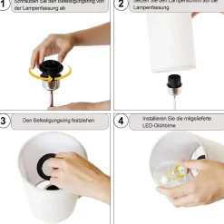 ZMH Lampe De Table Touch-dimmable Avec Fonction De Recharge USB Et Abat-jour En Tissu