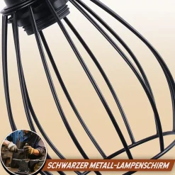 ZMH Lampe De Table Vintage En Bois Noir - Style Industriel, Douille E27 Métal (ampoule Non Incluse)
