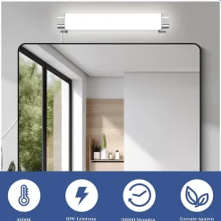 ZMH Lampe LED Pour Salle De Bain Avec Prise 37cm Chrome Lampe De Salle De Bain Chambre Ip44