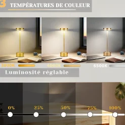 ZMH Lot de 2 lampes à poser de table LED et chevet doré - Tactile à intensité variable USB-C H.31.5 cm