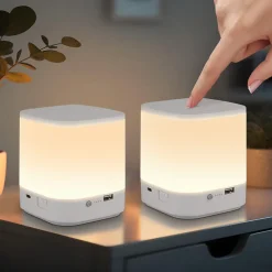 ZMH Lot De 2 Lampes à Poser De Table LED Blanches à Intensité Variable