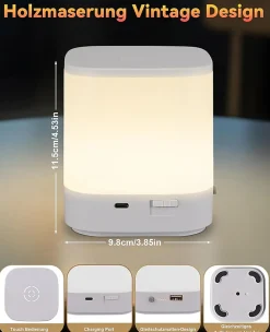 ZMH Lot De 2 Lampes à Poser De Table LED Blanches à Intensité Variable