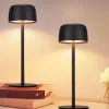ZMH Lot De 2 Lampes De Table LED Sans Fil Lampe Intensité Variable Avec 3 Températures Noire