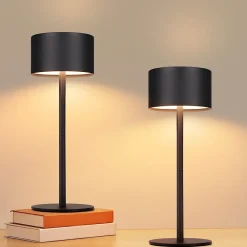 ZMH Lot De 2 Lampes De Table LED Sans Fil Lampe Intensité Variable Avec 3 Températures De Couleur Noire