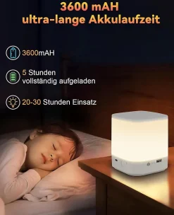 ZMH Lot De 2 Lampes De Table LED Blanches à Intensité Variable