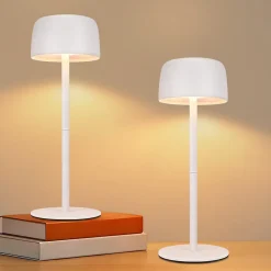 ZMH Lot De 2 Lampes De Table LED Sans Fil Lampe Intensité Variable Avec 3 Températures Hauteur Réglable