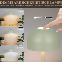 ZMH Lot De 2 Lampes De Table LED Sans Fil Lampe Intensité Variable Avec 3 Températuresverte
