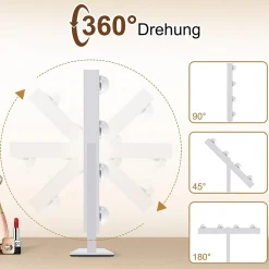 ZMH Miroir De Maquillage Avec Éclairage LED 3 Modes Luminosité Ajustable