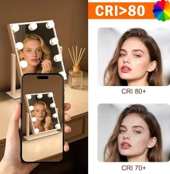 ZMH Miroir De Maquillage Avec Éclairage LED 3 Modes Luminosité Ajustable