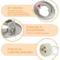 ZMH Spot Encastré LED 6 Avec Douille Gu10 Spot LED Halogène