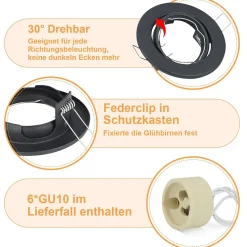 ZMH Spot Encastré LED 6 Avec Douille Gu10 Spot LED Halogène