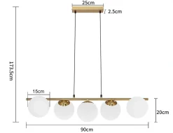 ZMH Suspension Moderne E27 Verre Or Lampe 150cm Vintage