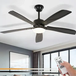 ZMH Ventilateur De Plafond Noir Avec Éclairage LED Silencieux Et Réglable 23 W