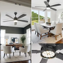 ZMH Ventilateur De Plafond Noir Avec Éclairage LED Silencieux Et Réglable 23 W