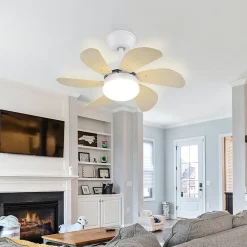 ZMH Ventilateur de plafond avec éclairage Lumière LED 6 Pales Télécommande Silencieux (Salle à Manger)