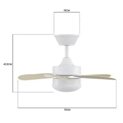 ZMH Ventilateur de plafond avec éclairage Lumière LED 6 Pales Télécommande Silencieux (Salle à Manger)