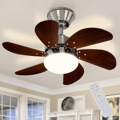 ZMH Ventilateur de plafond avec éclairage 6 Pales- Silencieux Télécommande Été/Hiver ( Sans Ampoule) 75cm