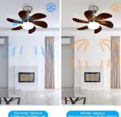 ZMH Ventilateur de plafond avec éclairage 6 Pales- Silencieux Télécommande Été/Hiver ( Sans Ampoule) 75cm