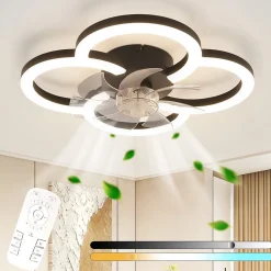 ZMH Ventilateur De Plafond Noir Silencieux Avec Lumière Et Télécommande Été/Hiver 6 Vitesses