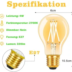 ZMH Ampoule LED A60 Vintage Edison Light Bulb 2700k Chambre à Coucher