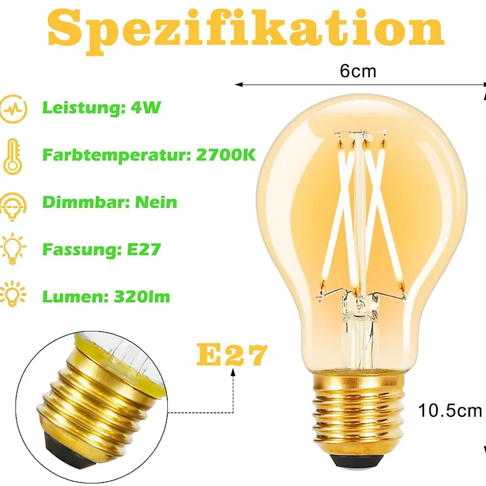 ZMH Ampoule LED A60 Vintage Edison Light Bulb 2700k Chambre à Coucher