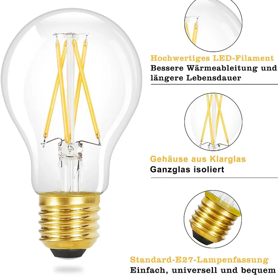ZMH Ampoule LED A60 Vintage Edison Light Bulb 2700k Chambre à Coucher