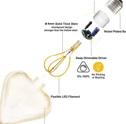 ZMH Ampoule LED Vintage En Forme De Cœur E27 3w 2200k Décoration Romantique Et Ambiance Rétro