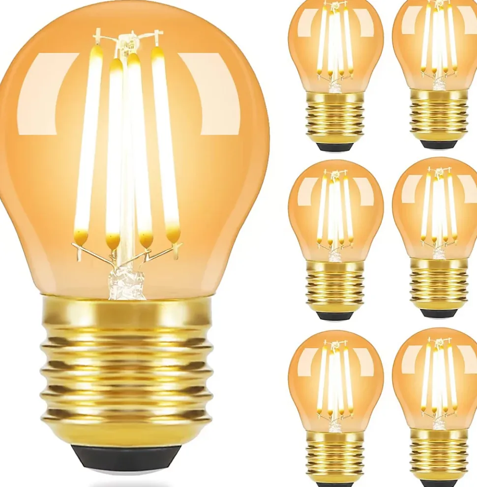 ZMH Ampoules LED Vintage E27 G45 4w 2700k Filament Edison Verre Antique Blanc Chaud Lot De 6