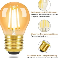 ZMH Ampoules LED Vintage E27 G45 4w 2700k Filament Edison Verre Antique Blanc Chaud Lot De 6