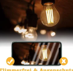 ZMH Ampoules LED Vintage E27 G45 4w 2700k Filament Edison Verre Antique Blanc Chaud Lot De 6