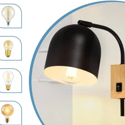 ZMH Applique 1 flamme IP20 murale intérieure avec interrupteur murale vintage métal