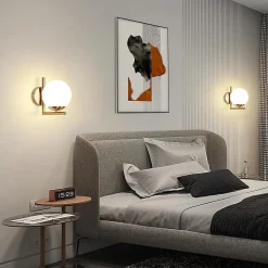 ZMH Applique Intérieure Moderne Dorée avec Abat-jour en Verre E27 pour Chambre et Couloir