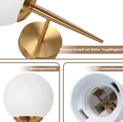 ZMH Applique Intérieure Moderne en Verre et Métal Doré E27 pour Chambre et Couloir