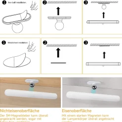 ZMH Applique LED Intérieur Dimmable Sous-lampe 24cm Nuit Batterie Sans Fil Couloir