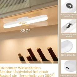 ZMH Applique LED Intérieur Dimmable Sous-lampe 24cm Nuit Batterie Sans Fil Couloir