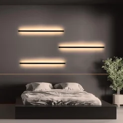 ZMH Applique LED Moderne Noire 100CM pour Chambre et Couloir - 3000K