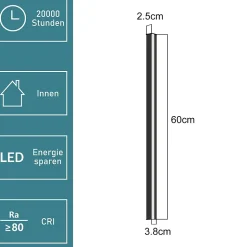 ZMH Applique LED Moderne Noir 60CM pour Intérieur - 3000K Éclairage Design